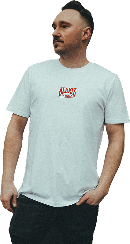 Alexis in Texas Premium Shirt – Weiß, Unisex (Größe L) mit Stick & Siebdruck
